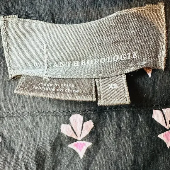 Anthropologie Dasha Smocked Midi Dress Black Floral Motif Boho Sz XS - Picture 6 of 9